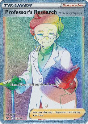 Pokemon Card Sword and Shield 209/202 Professor's Research supporter Hyper Rare