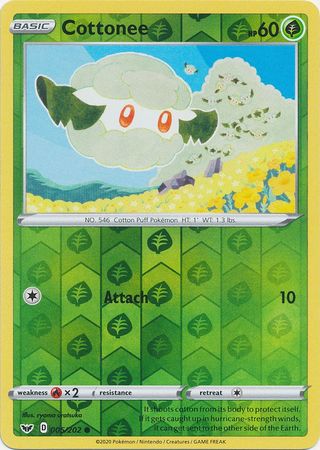 <transcy>Pokemon Card Sword and Shield 005/202 5/202 Cottonee Reverse Holo Common</transcy>