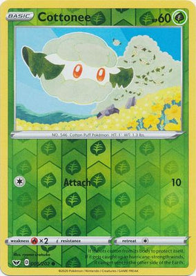 Pokemon Card Sword and Shield 005/202 5/202 Cottonee Reverse Holo Common
