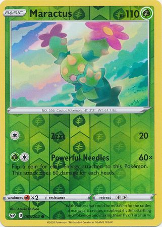 Pokemon Card Sword and Shield 007/202 7/202 Maractus Reverse Holo Common