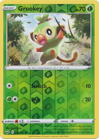 <transcy>Pokemon Card Sword and Shield 011/202 11/202 Grookey Reverse Holo Common</transcy>