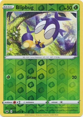 Pokemon Card Sword and Shield 016/202 16/202 Blipbug Reverse Holo Common