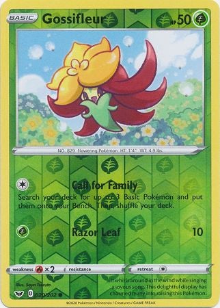 Pokemon Card Sword and Shield 020/202 20/202 Gossifleur Reverse Holo Common