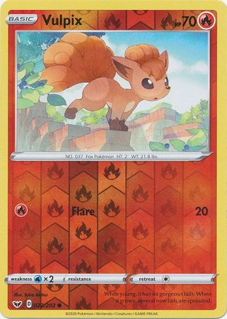 Pokemon Card Sword and Shield 022/202 22/202 Vulpix Reverse Holo Common