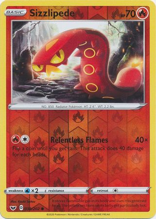 <transcy>Pokemon Card Schwert und Schild 038/202 38/202 Sizzlipede Reverse Holo Common</transcy>