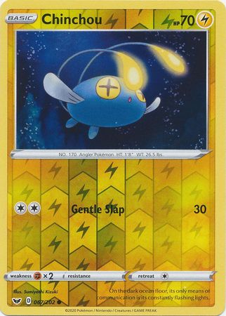 <transcy>Pokemon Card Sword and Shield 067/202 67/202 Chinchou Reverse Holo Common</transcy>