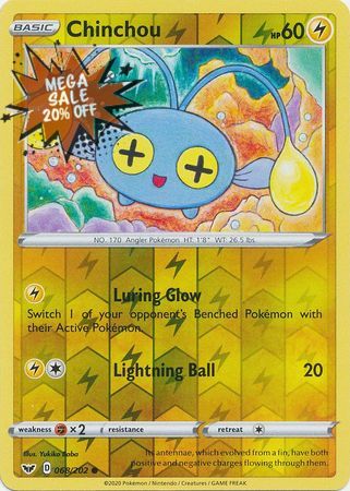 <transcy>Pokemon Card Schwert und Schild 068/202 68/202 Chinchou Reverse Holo Common</transcy>