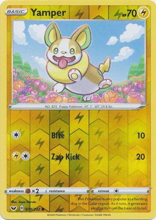 <transcy>Pokemon Card Sword and Shield 074/202 74/202 Yamper Reverse Holo Common</transcy>