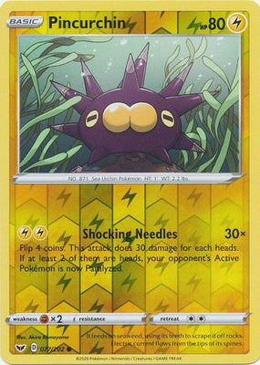 Pokemon Card Sword and Shield 077/202 77/202 Pincurchin Reverse Holo Common
