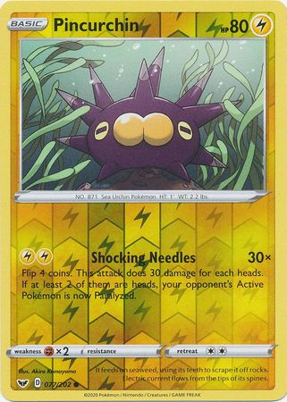 <transcy>Pokemon Card Schwert und Schild 077/202 77/202 Pincurchin Reverse Holo Common</transcy>