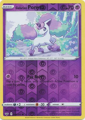 Pokemon Card Sword and Shield 081/202 81/202 Galarian Ponyta Reverse Holo Common