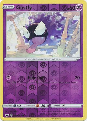 Pokemon Card Sword and Shield 083/202 83/202 Gastly Reverse Holo Common