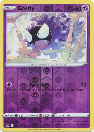 <transcy>Pokemon Card Sword and Shield 083/202 83/202 Gastly Reverse Holo Common</transcy>