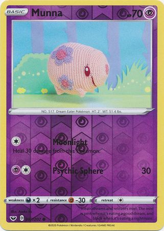 Pokemon Card Sword and Shield 087/202 87/202 Munna Reverse Holo Common