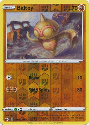 Pokemon Card Sword and Shield 101/202 Baltoy Reverse Holo Common