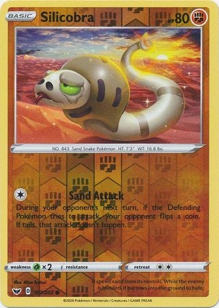 Pokemon Card Sword and Shield 107/202 Silicobra Reverse Holo Common