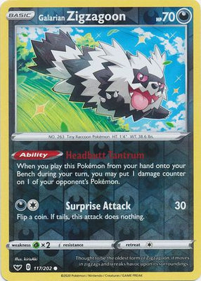 <transcy>Pokemon Card Sword and Shield 117/202 Galarian Zigzagoon Reverse Holo Common</transcy>