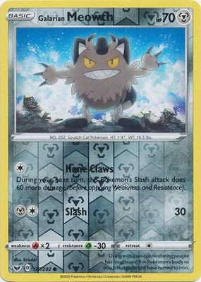 Pokemon Card Sword and Shield 127/202 Galarian Meowth Reverse Holo Common