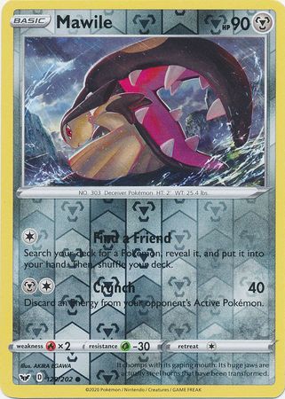 <transcy>Pokemon Card Sword and Shield 129/202 Mawile Reverse Holo Common</transcy>