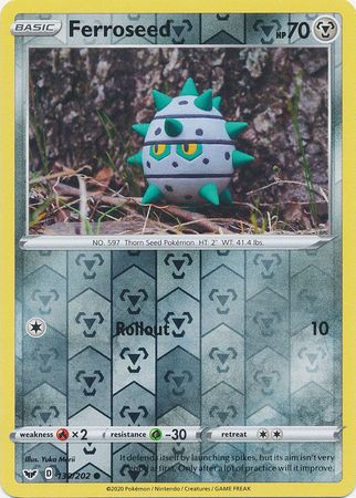 Pokemon Card Sword and Shield 130/202 Ferroseed Reverse Holo Common