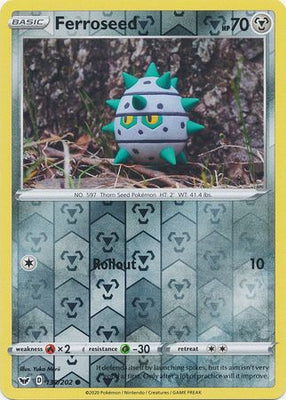 <transcy>لعبة Pokemon Card Sword and Shield 130/202 Ferroseed Reverse Holo Common</transcy>