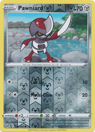 <transcy>بطاقة Pokemon Sword and Shield 133/202 Pawniard Reverse Holo Common</transcy>