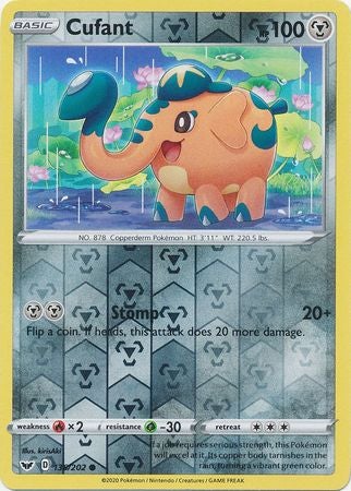 Pokemon Card Sword and Shield 136/202 Cufant Reverse Holo Common