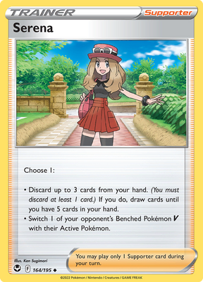 Pokemon Card Silver Tempest 164/195 Serena Supporter Uncommon *MINT*