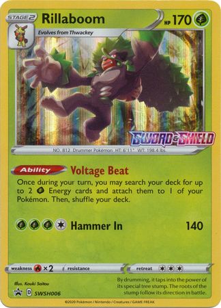 Pokemon Card SWSH Black Star Promos SWSH006 Rillaboom Prerelease promo