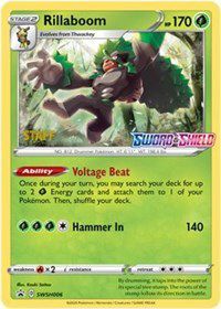 Pokemon Card SWSH Black Star Promos SWSH006 Rillaboom Prerelease staff promo