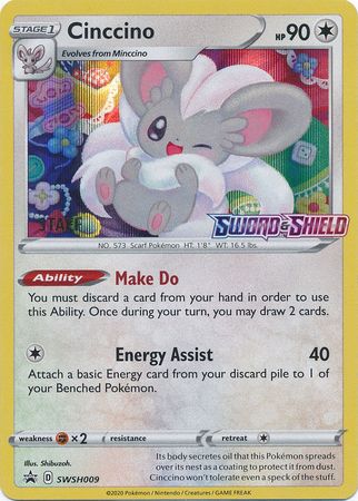 <transcy>Pokémon-kort SWSH Black Star-kampagner SWSH009 Cinccino Kampagne til forudgivelse af personale</transcy>