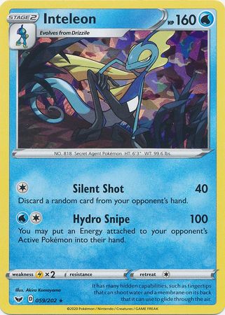 <transcy>Pokemon Card Sword and Shield 059/202 Inteleon knust Holo</transcy>