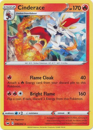 Pokemon Card Sword and Shield 036/202 Cinderace Shattered Holo