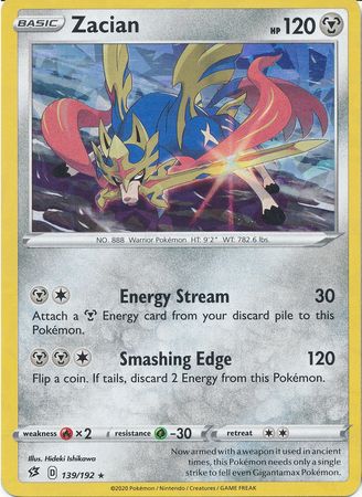 (S) Pokemon Card Rebel Clash 139/192 Zacian Shattered Holo Rare