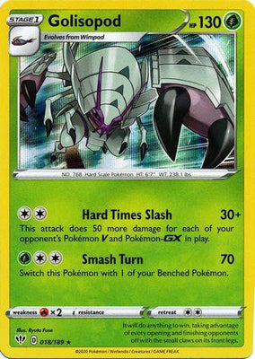 <transcy>Pokemon Card Darkness Ablaze 18/189 018/189 Golisopod Holo Rare</transcy>
