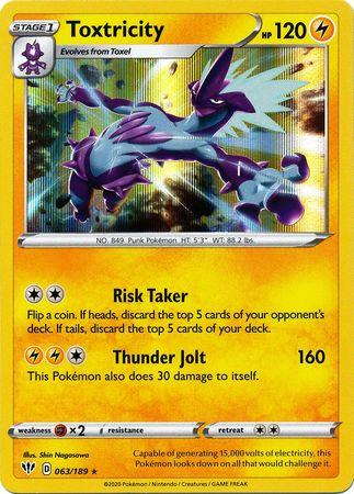 <transcy>Pokemon Card Darkness Alaze 63/189 063/189 Toxtricity Holo Rare</transcy>