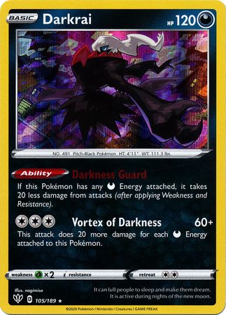 <transcy>宠物小精灵卡黑暗之火105/189 Darkrai Non Holo</transcy>