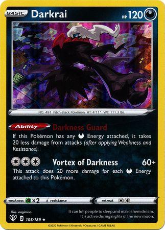 <transcy>Pokemon Card Darkness Alaze 105/189 105/189 Darkrai Holo Rare</transcy>