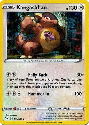 <transcy>Pokemon Card Darkness Alaze 133/189 133/189 Kangaskhan Holo Rare</transcy>
