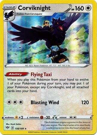 <transcy>Pokemon Card Darkness Alaze 156/189 156/189 Corviknight Holo Rare</transcy>