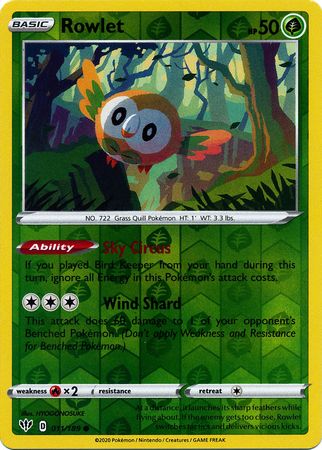 <transcy>Pokemon Card Darkness Alaze 11/189 011/189 Rowlet Common Reverse Holo</transcy>