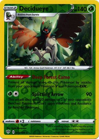 Pokemon Card Darkness Ablaze 13/189 013/189 Decidueye Holo Rare Reverse Holo