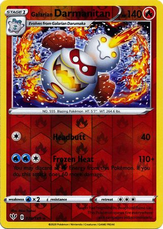 Pokemon Card Darkness Ablaze 28/189 028/189 Galarian Darmanitan Rare Reverse Holo