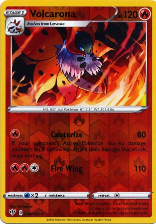 <transcy>Pokemon Card Darkness Alaze 30/189 030/189 Volcarona Rare Reverse Holo</transcy>