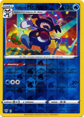 <transcy>Pokemon Card Darkness Alaze 36/189 036/189 Galarian Mr. Rime Rare Reverse Holo</transcy>