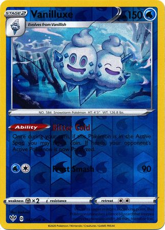 Pokemon Card Darkness Ablaze 47/189 047/189 Vanilluxe Rare Reverse Holo