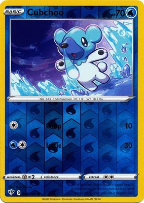 <transcy>Pokemon Card Darkness Alaze 48/189 048/189 Cubchoo Common Reverse Holo</transcy>