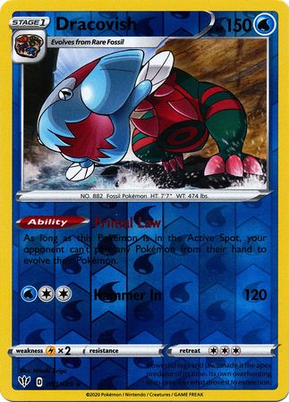 <transcy>Pokemon Card Darkness Alaze 53/189 053/189 Dracovish Holo Seltenes umgekehrtes Holo</transcy>