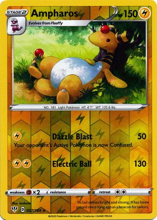 Pokemon Card Darkness Ablaze 57/189 057/189 Ampharos Rare Reverse Holo