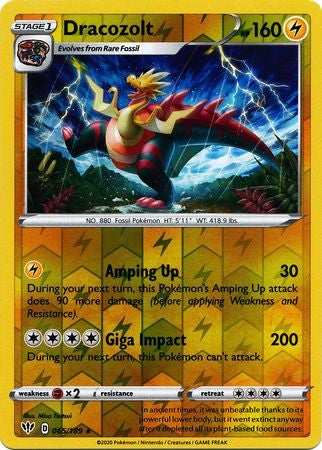 Pokemon Card Darkness Ablaze 65/189 065/189 Dracozolt Rare Reverse Holo